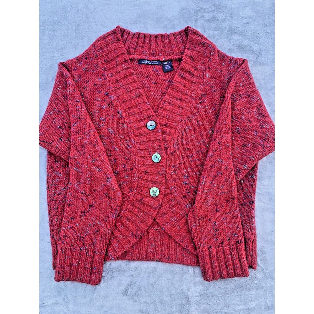 Wind River Red Marled Knit Chunky Cardigan Sweater Womens M/L Button Front